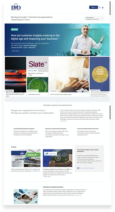 Original IMD homepage showing cluttered layout with confusing navigation, dense content blocks and unclear hierarchy